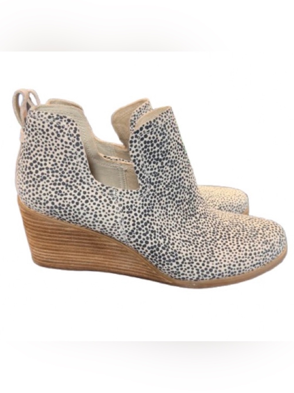 TOMS Women’s Size 12 Spotted Leather Wedge Ankle Booties Cutout